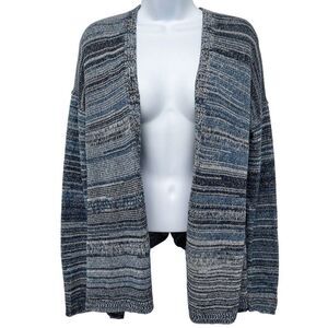 2/$30 Eddie Bauer Stripe Ombre Chunky Knit Open Draped Cardigan Sweater Top